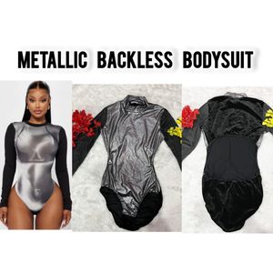 Metallic Backless Bodysuit
