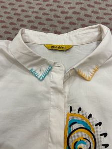 Boxy Digital Print Shirt with Hand Embroidery Coll