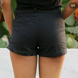 Low Waist Black Denim Shorts
