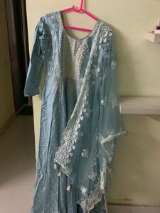 Beautiful Pastel Blue Anarkali Set.