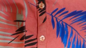 Coral Leaf Print Top
