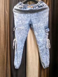 Acid Wash Denim Joggers