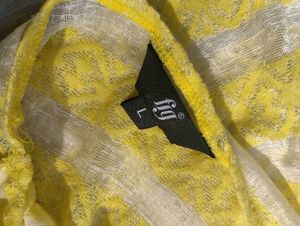 Sculptured Y2k Yellow Mesh Fig Top One Shoulder