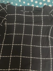 Black Grid Print Blouse