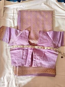 Lavender Chanderi Cotton Zari Saree