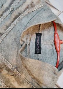 Grey Top with Fur Detail