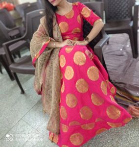 Pink Kurta &amp; Worked Dupatta