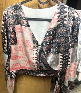 Patterned Wrap Top