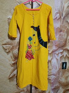 Yellow Embroidered Kurti