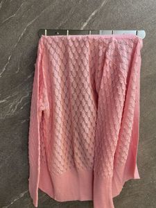 Pink Knit Cardigan Sweater