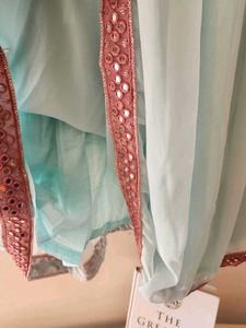 Light Blue Anarkali With Flared Palazo