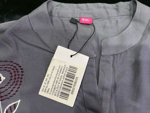Not Used Elegant Grey Embroidered Kurta Size XXL