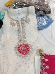 Elegant White &amp; Pink Salwar Kameez