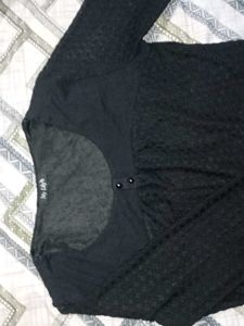 Black Sheer Long Sleeve Top