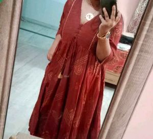 Red Floral Print Kurta