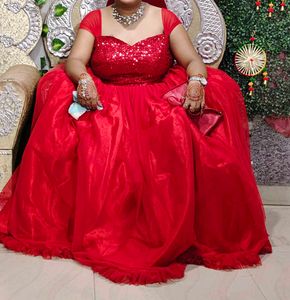 Stunning Red Tulle Princess Ball Gown