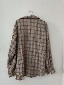 Beige Plaid Oversized Shirt