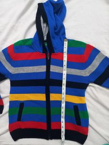 11-12 Yrs Boys Hooded Zipper Opening Sweater