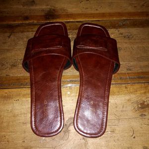 Brown Leather Slides - Size 3.5/4 Can Wear