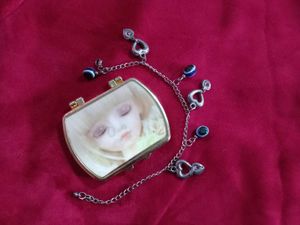 Vintage Doll-Face Mirror & Evil-Eye Heart Charm