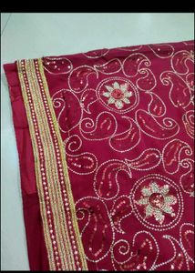 Elegant Maroon Embroidered Saree