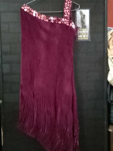 Burgundy One-Shoulder Dress