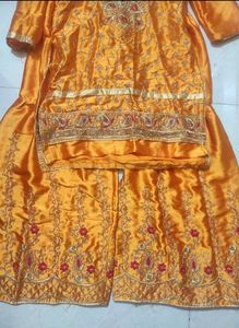 Satin Embroidered Sharara Set