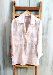 Floral Sheer Button-Down Shirt Size-42