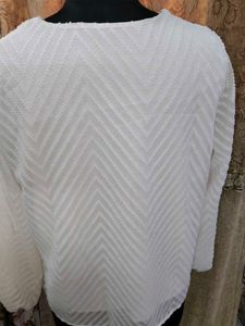 Elegant White Chevron Blouse