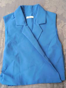 Blue Sleeveless Blazer