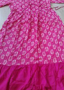 Pink Printed Anarkali Kurta