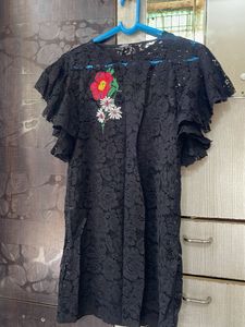 Black Lace Floral Dress