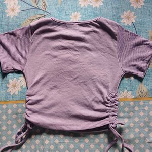 Purple Crop Top with Drawstring