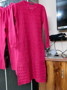 Wool Pink Kurta &amp; Pant Set