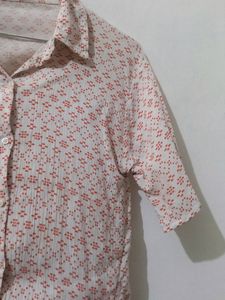 White Shirt With Orange Prints