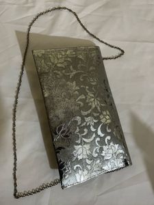 Floral Silver Clutch