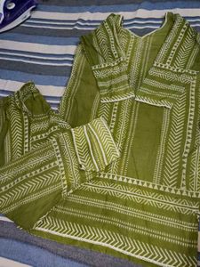 Green Printed Kurta Set