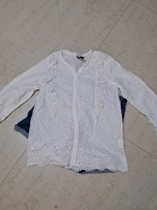 White Eyelet Top &amp; Denim Shorts