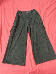 Green Corduroy Wide Leg Pants