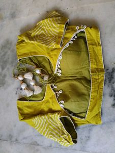 Lemon Yellow &amp; White Block Print Fabric