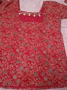 deep back red short kurti