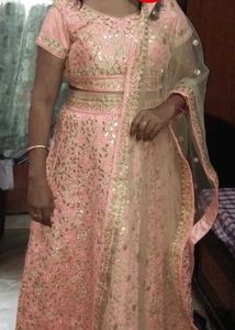 Peach Embroidered Lehenga Choli