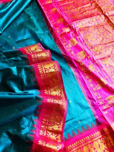 Pure Silk Electric Blue Kanjivaram Saree