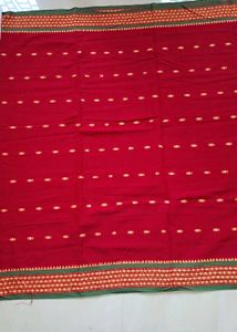 New Red pure Cotton Emboidered Saree🌻