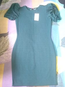 Green Puff Sleeve Dress