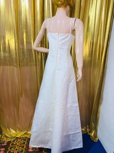 Elegant Red &amp; White Embroidered Gown