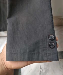 Embroidered Detail Dark Black Blazer