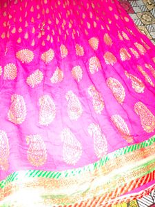 Pink &amp; Gold Lehenga Skirt