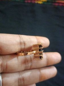Golden Ring With Black Diamond Stone