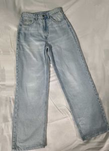 Wide leg light blue denim